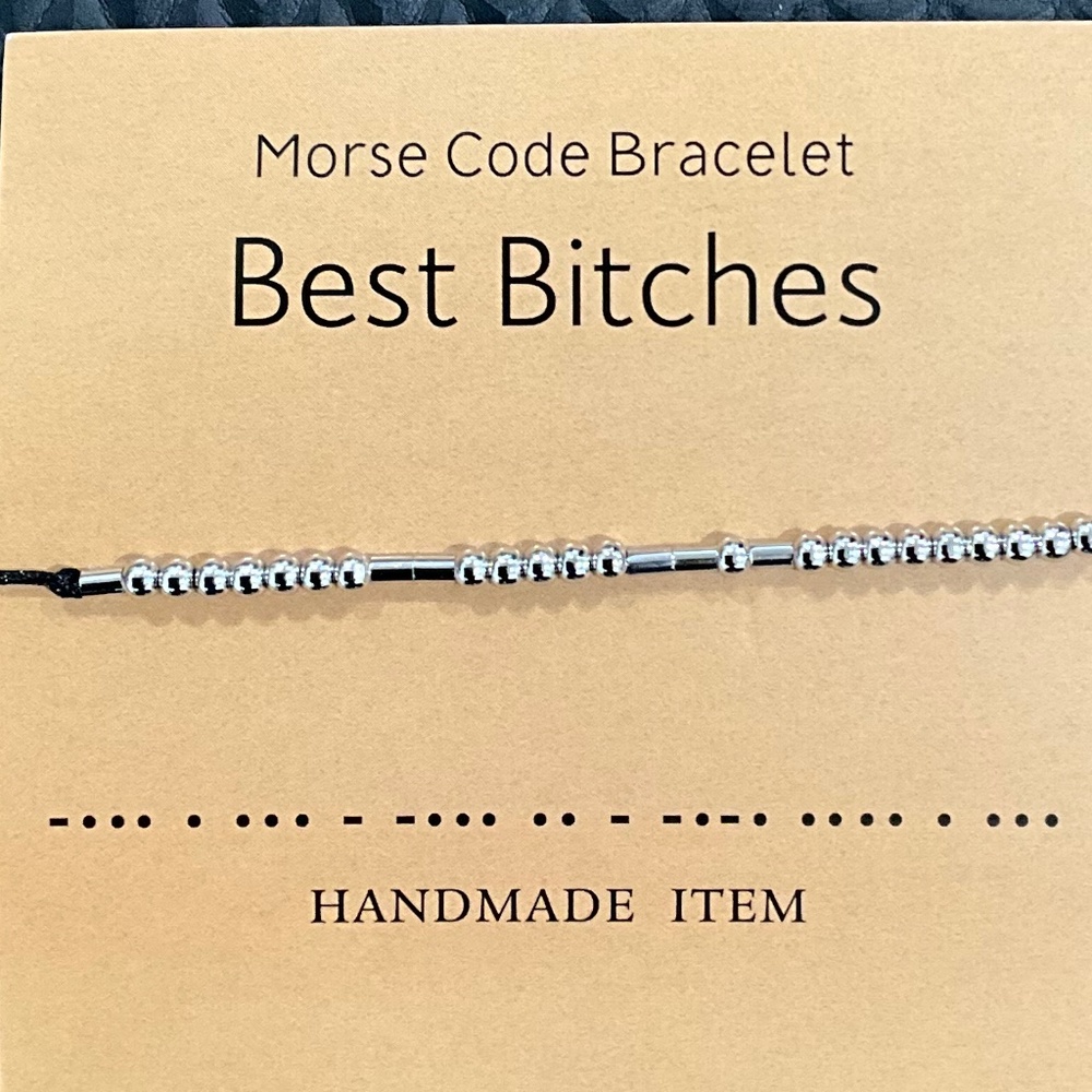 Morse Code Best B!tches Girlfriend Mantra Adjustable Bracelet